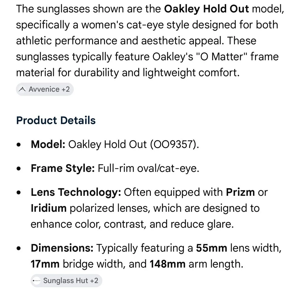 Oakley Hold Out Prizm Polarized Cat Eye Sunglasses Womens 55mm Matte Black