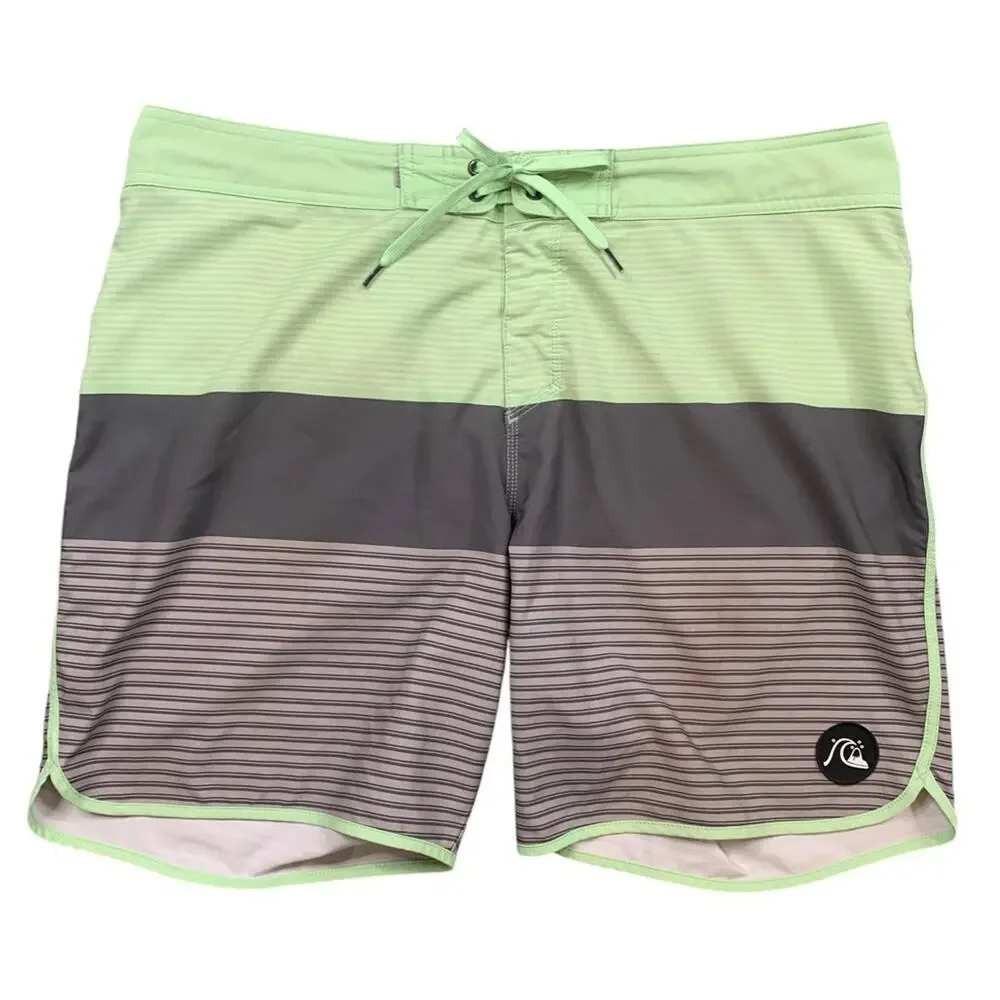 Quiksilver Board Shorts Men 38 Surfsilk Tijuana Highline Striped Beach Surf Swim
