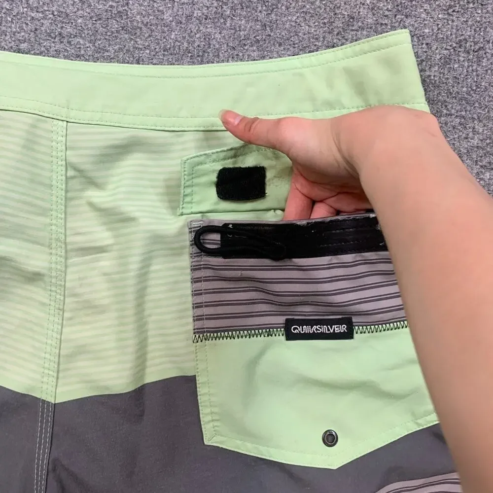 Quiksilver Board Shorts Men 38 Surfsilk Tijuana Highline Striped Beach Surf Swim