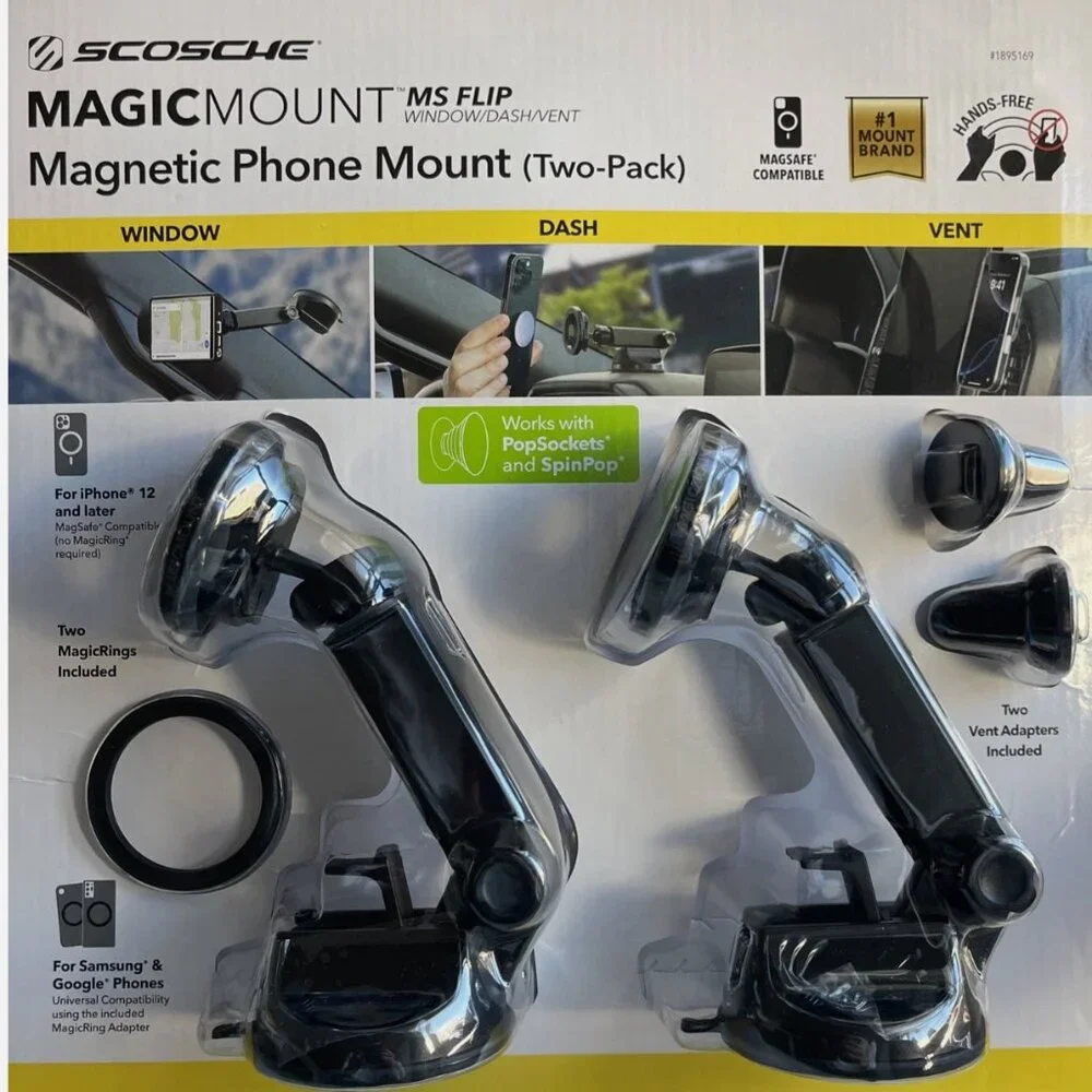 Scosche MagicMount Flip 2-Pack Magnetic Phone Mount Dash/Window/Vent MagSafe