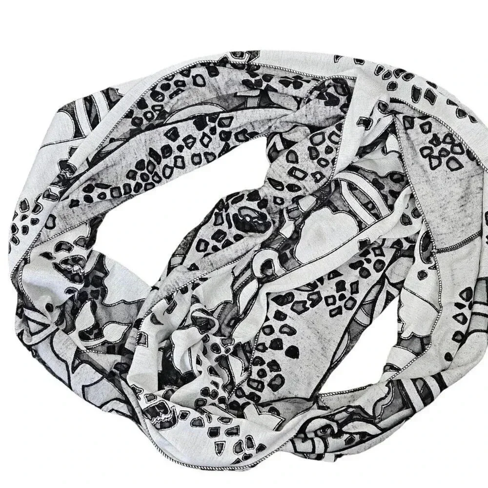 Infinity Scarf Cutout Design‎ Black Gray Silver Sparkle Accessory