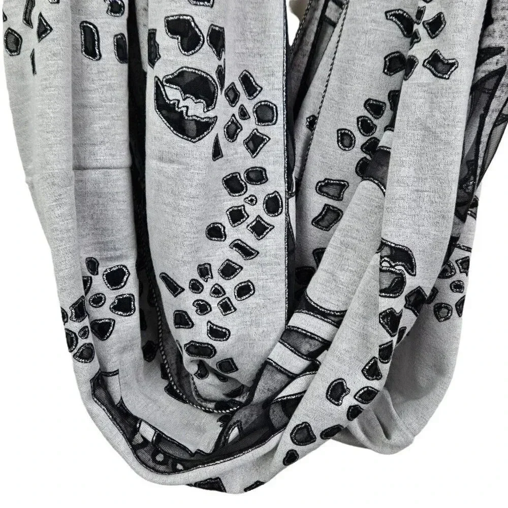 Infinity Scarf Cutout Design‎ Black Gray Silver Sparkle Accessory