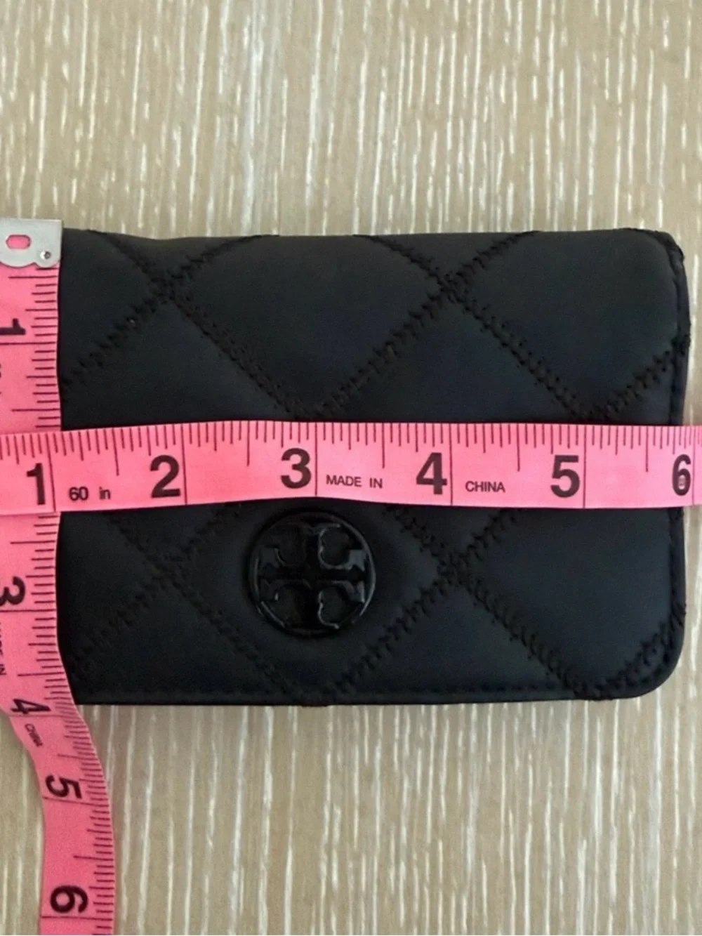 Tory Burch Black Quilted Zip Phone Wallet
