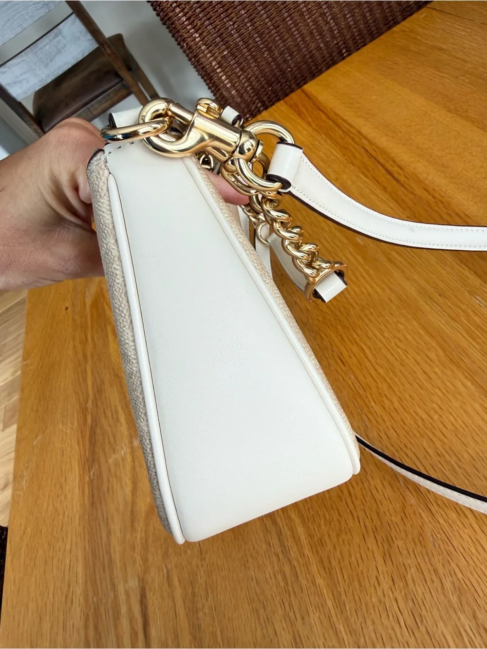 Coach Terri Shoulder Bag and Snap Wallet In Signature Canvas Gold/Sand/Chalk
