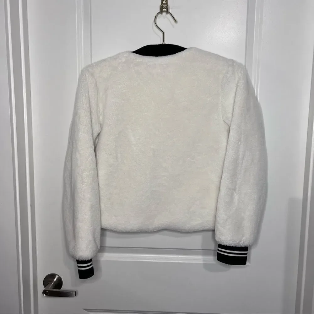 Disney White Faux Fur Bomber Jacket
