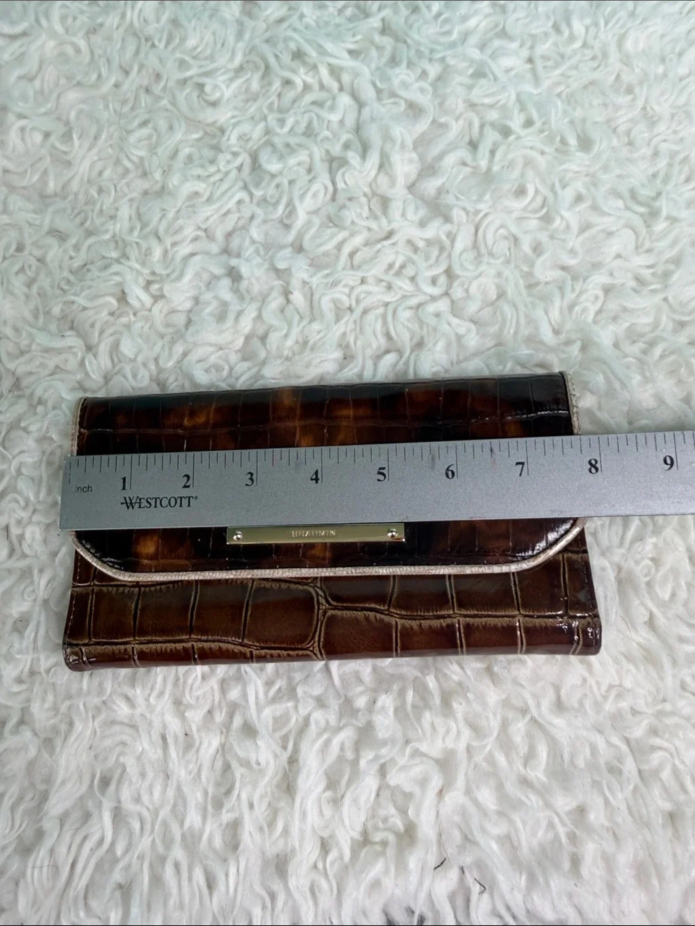 Brahmin  Tortoiseshell Brown Croc-Embossed Leather Wallet