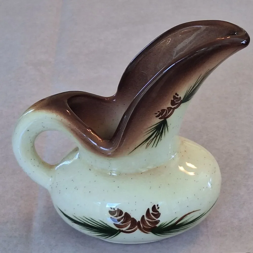 Vintage ROMCO Rocky Mountain Pottery Pinecone Glazed Creamer Colorado Brown