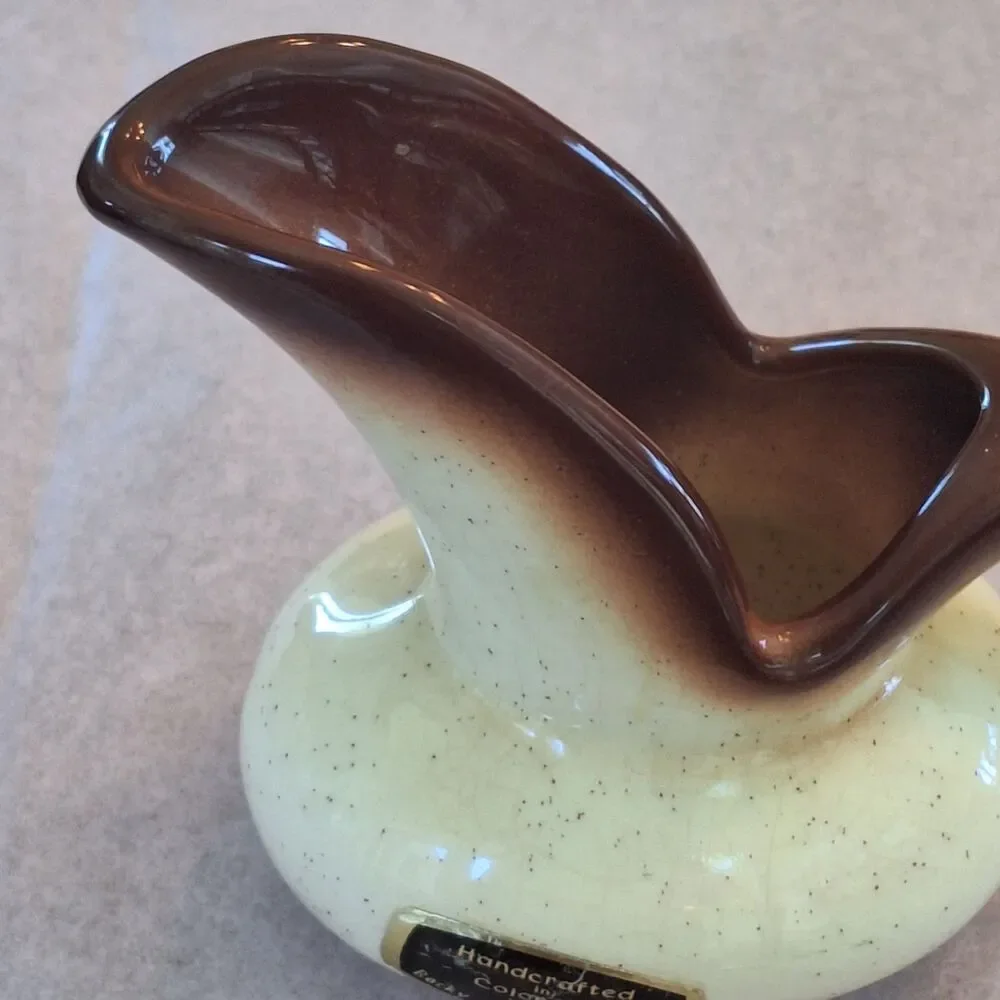 Vintage ROMCO Rocky Mountain Pottery Pinecone Glazed Creamer Colorado Brown