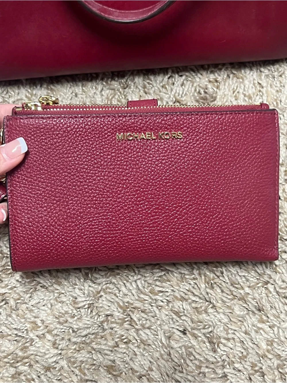 Michael Kors Wine Red Tote with Matching Wallet