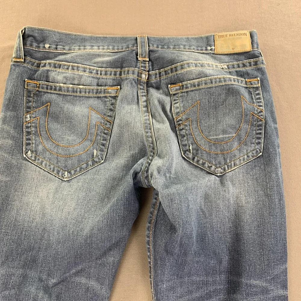 True Religion Ricky Jeans Mens 40x34‎ Blue Relaxed Straight Leg Denim Made USA