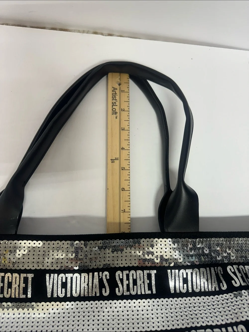 Victoria's Secret Black & Silver Sequin Logo Tote Bag and pouch Set