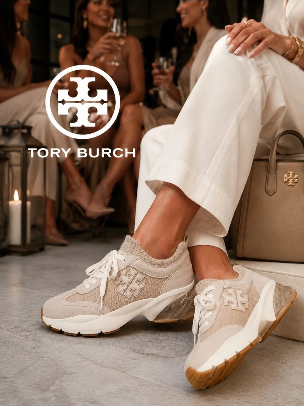 Tory Burch GOOD LUCK MOHAIR TRAINER MOHAIR / KNIT CALCARE Sneakers in box $298