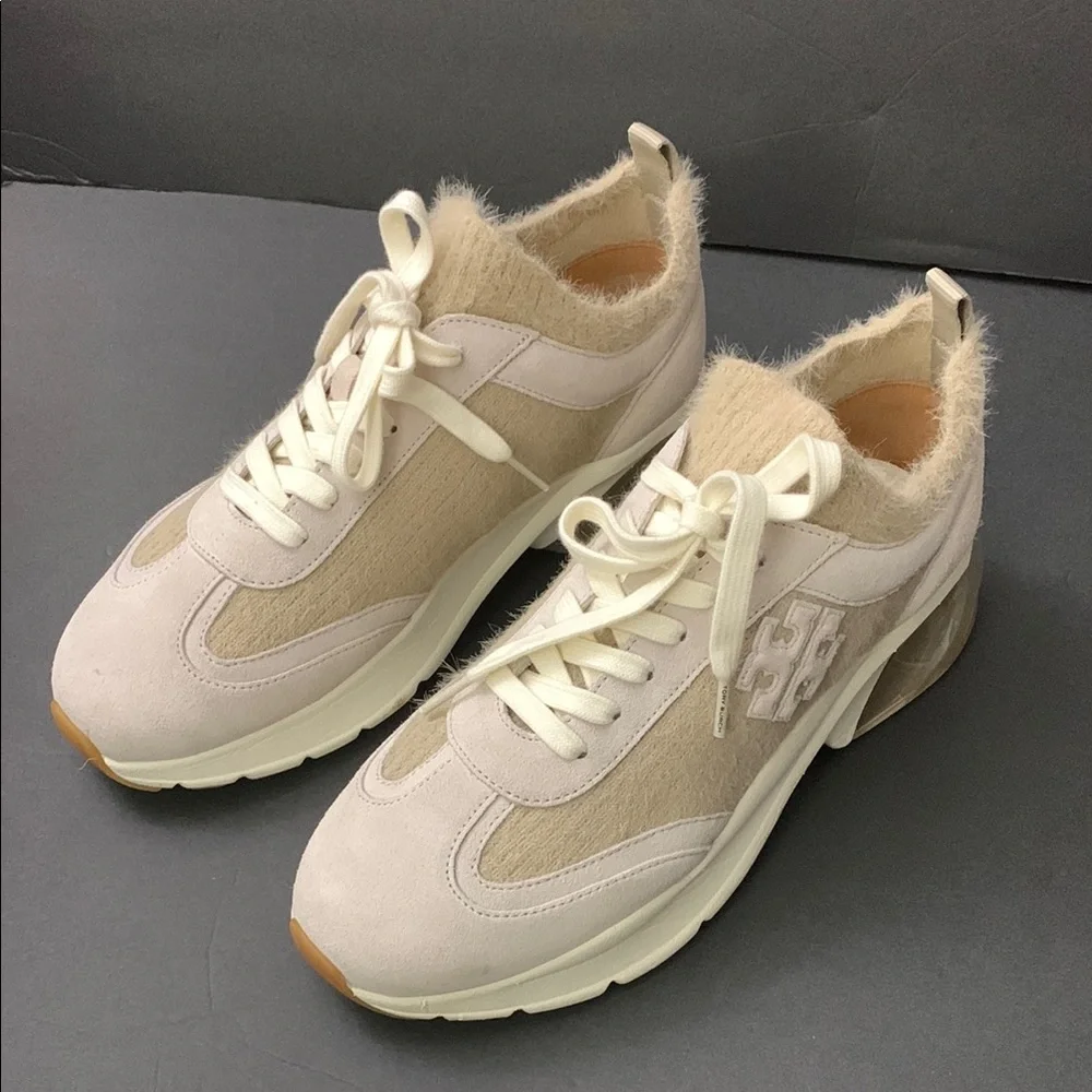 Tory Burch GOOD LUCK MOHAIR TRAINER MOHAIR / KNIT CALCARE Sneakers in box $298