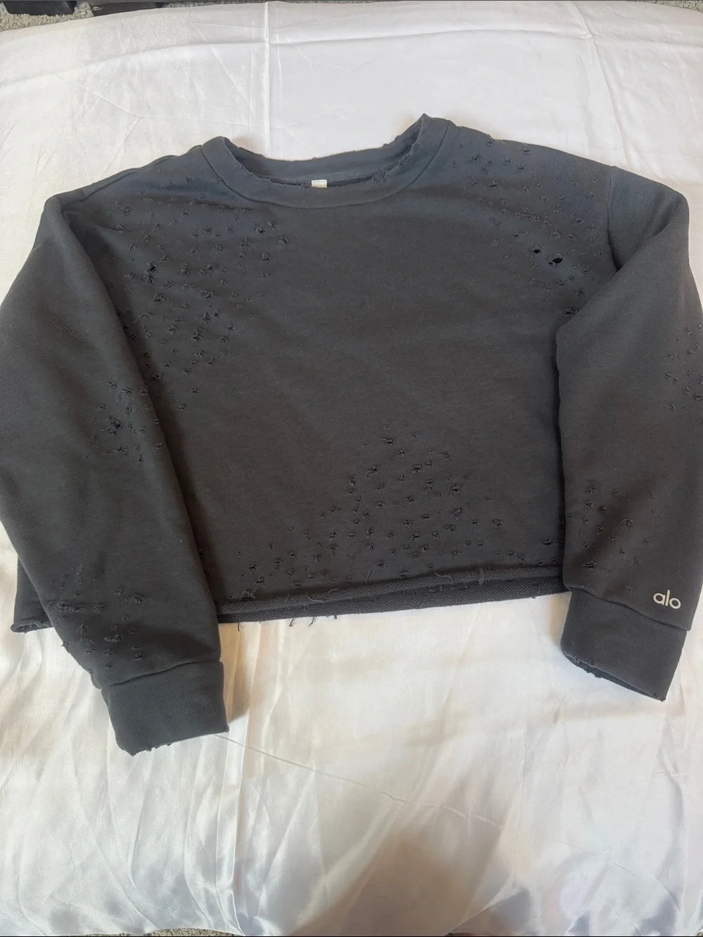 ALO‎ Yoga Cropped Crew Sweatshirt charcoal