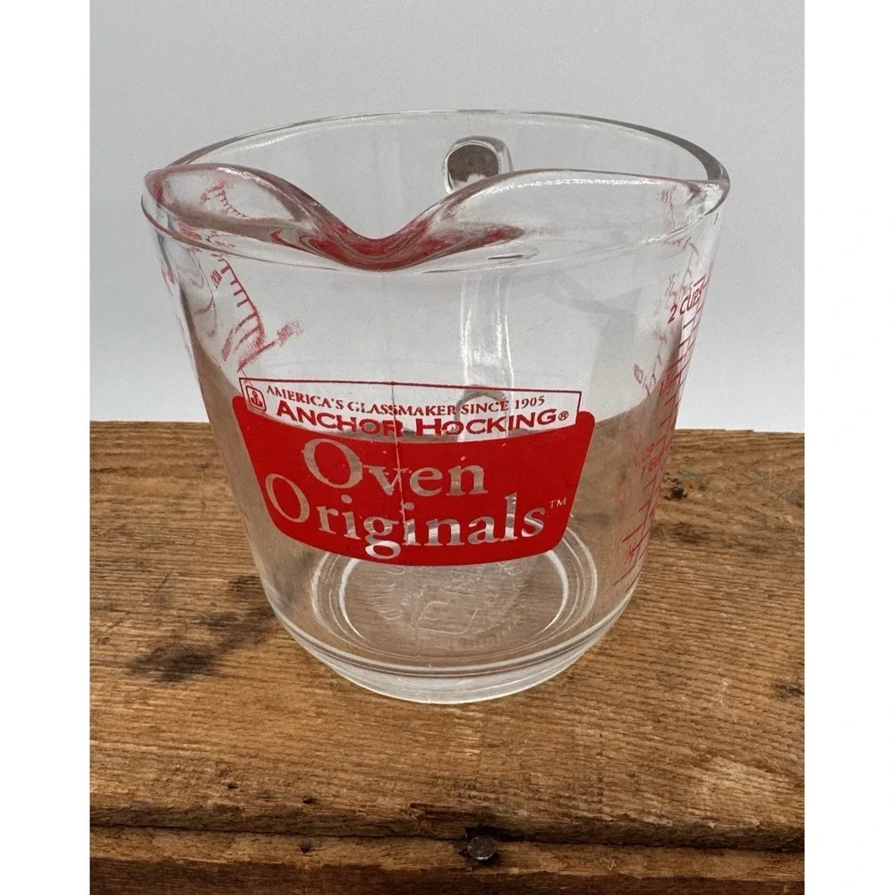 Vintage Anchor Hocking 2-Cup Glass Measuring Cup #498 Oven‎ Originals D Handle