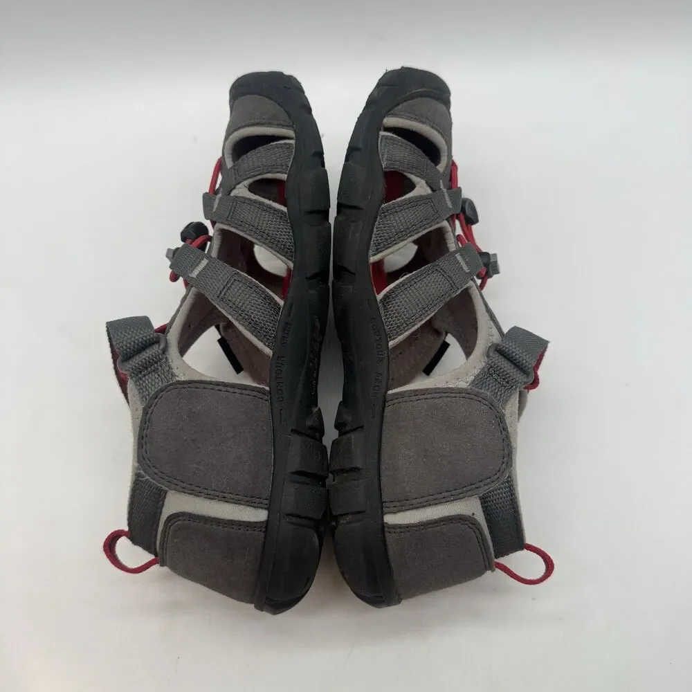 Keen Seacamp II CNX Sport Sandals Youth 4 Gray & Red Lace Lock Washable 1022985