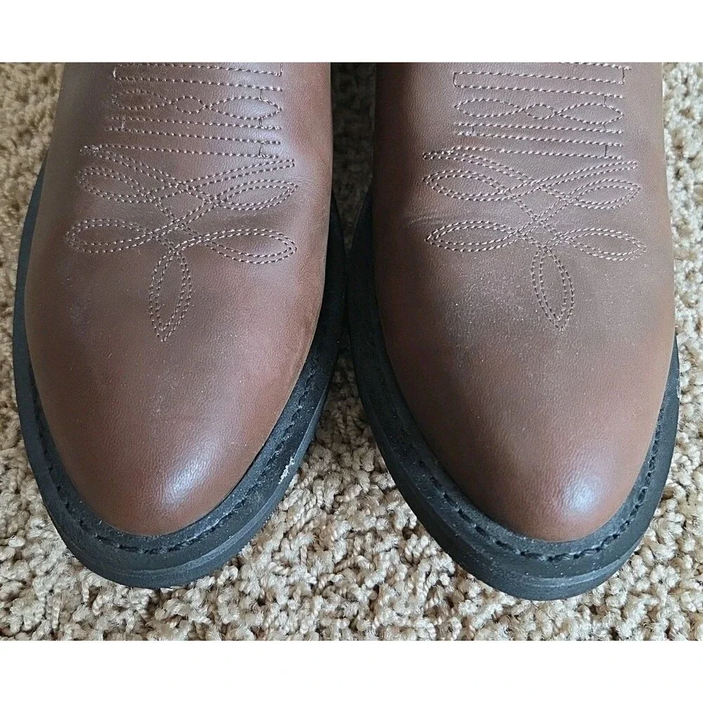 EUC Justin Basic Boots JB1100 | Men's Size 9D | Brown Leather Boots Ranch Cowboy