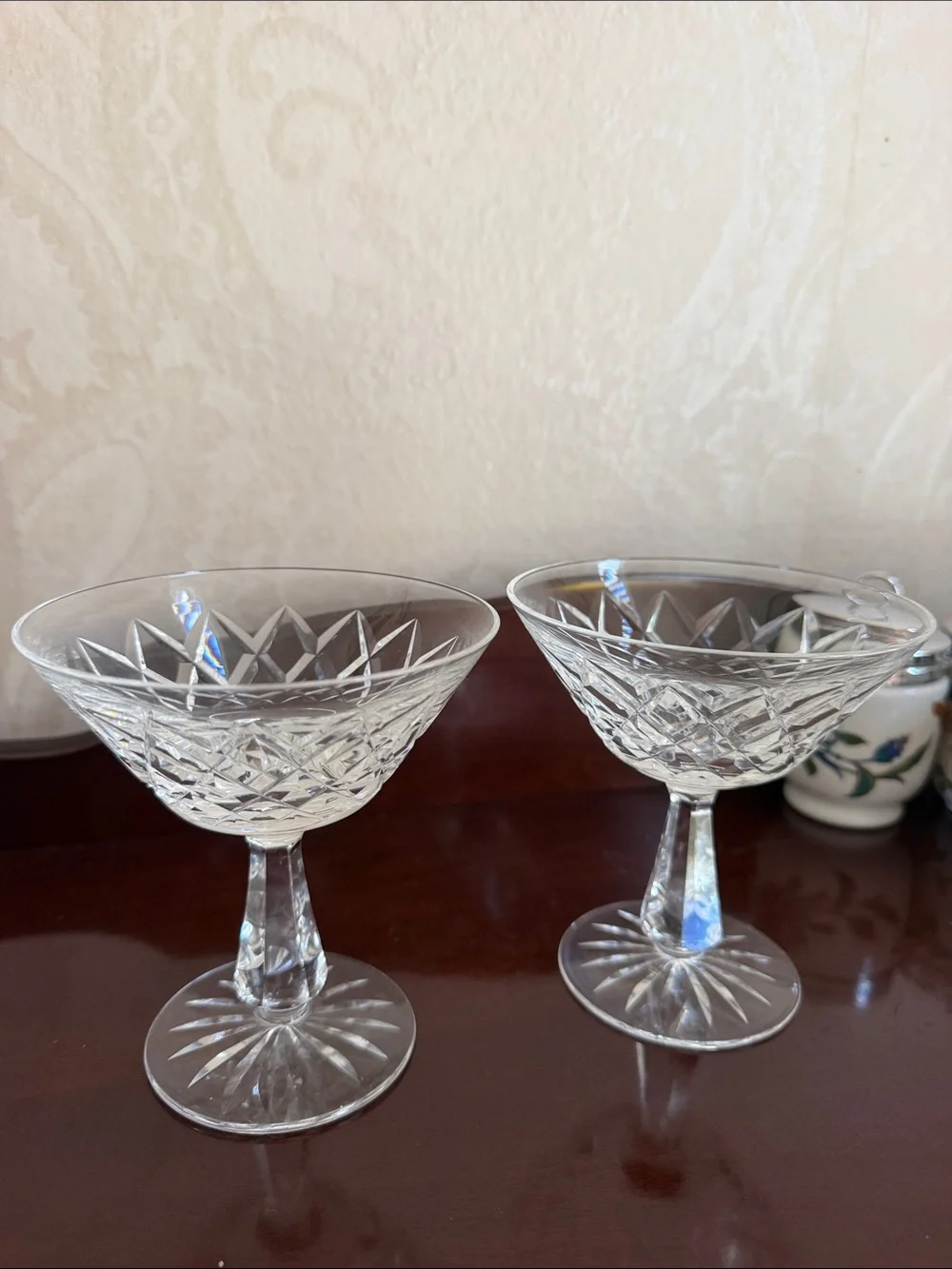 Waterford Crystal Clear Cut Crystal Coupe Pair