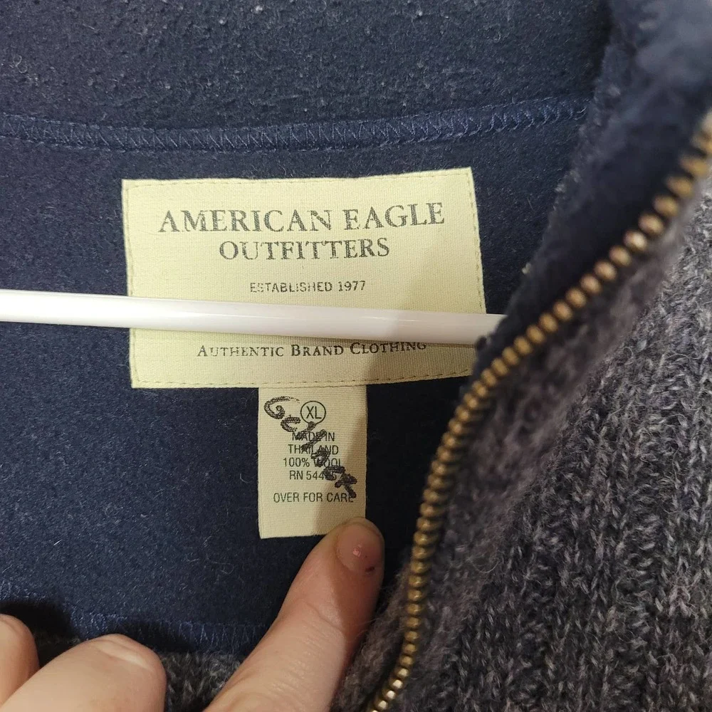 American Eagle Outfitters Charcoal Gray‎ 1/4 Zip Pullover Sweater Men's XL Wool