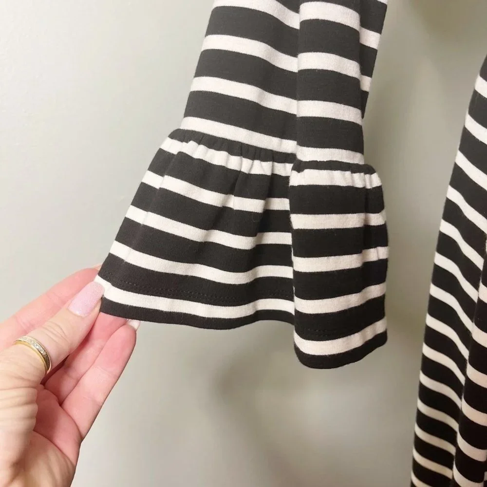 Kate Spade Broome Street Black & White Stripe Fit & Flare Dress Large