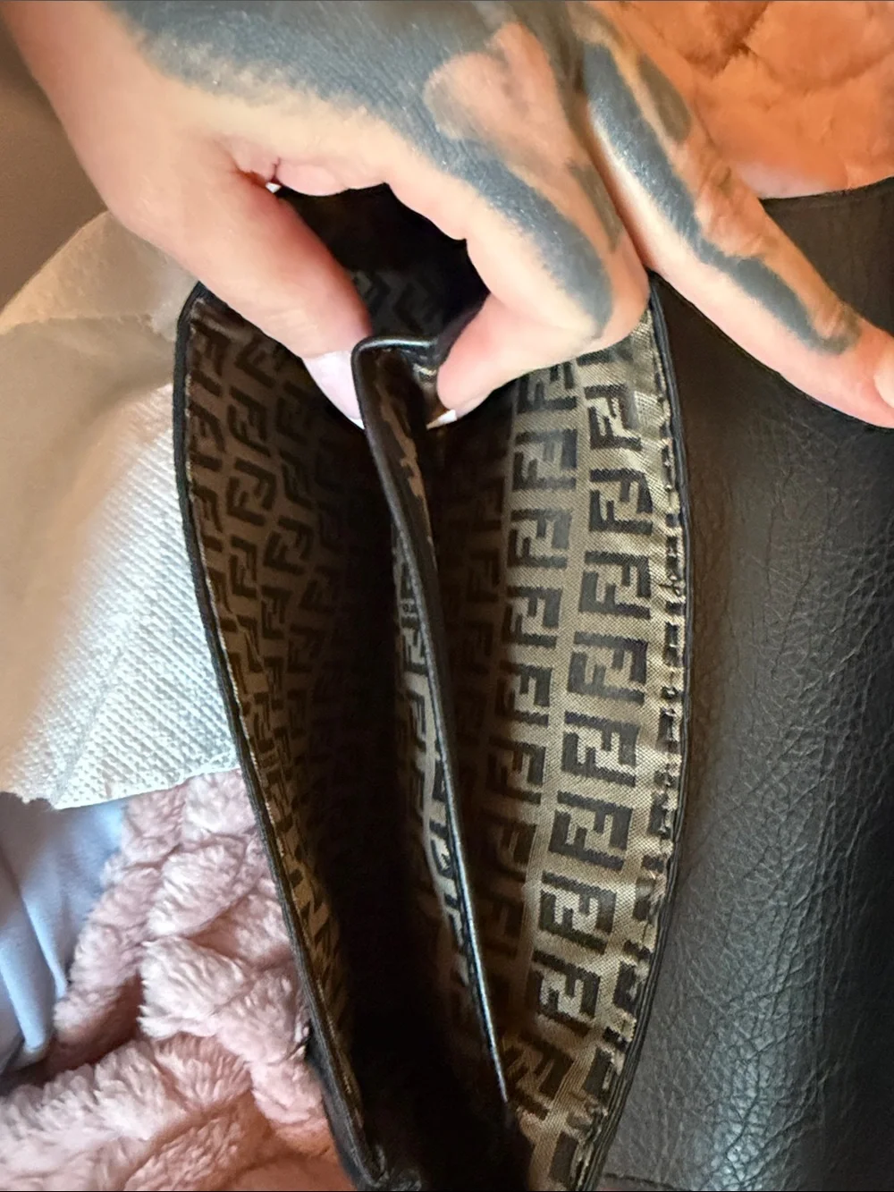 Fendi Black Clutch with Gold Hardware