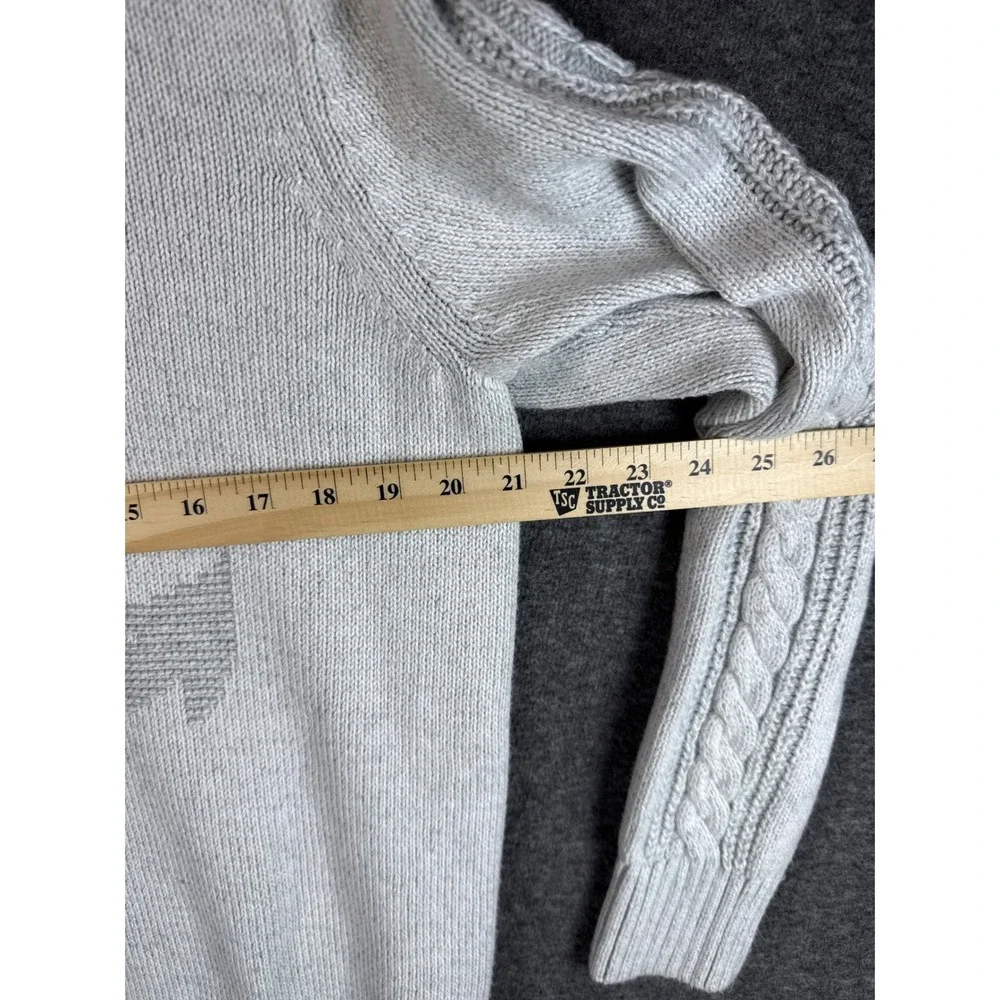 Nautica Anchor Cable Knit Preppy Sweater‎ Crew Neck Long Sleeve Gray Mens Size L