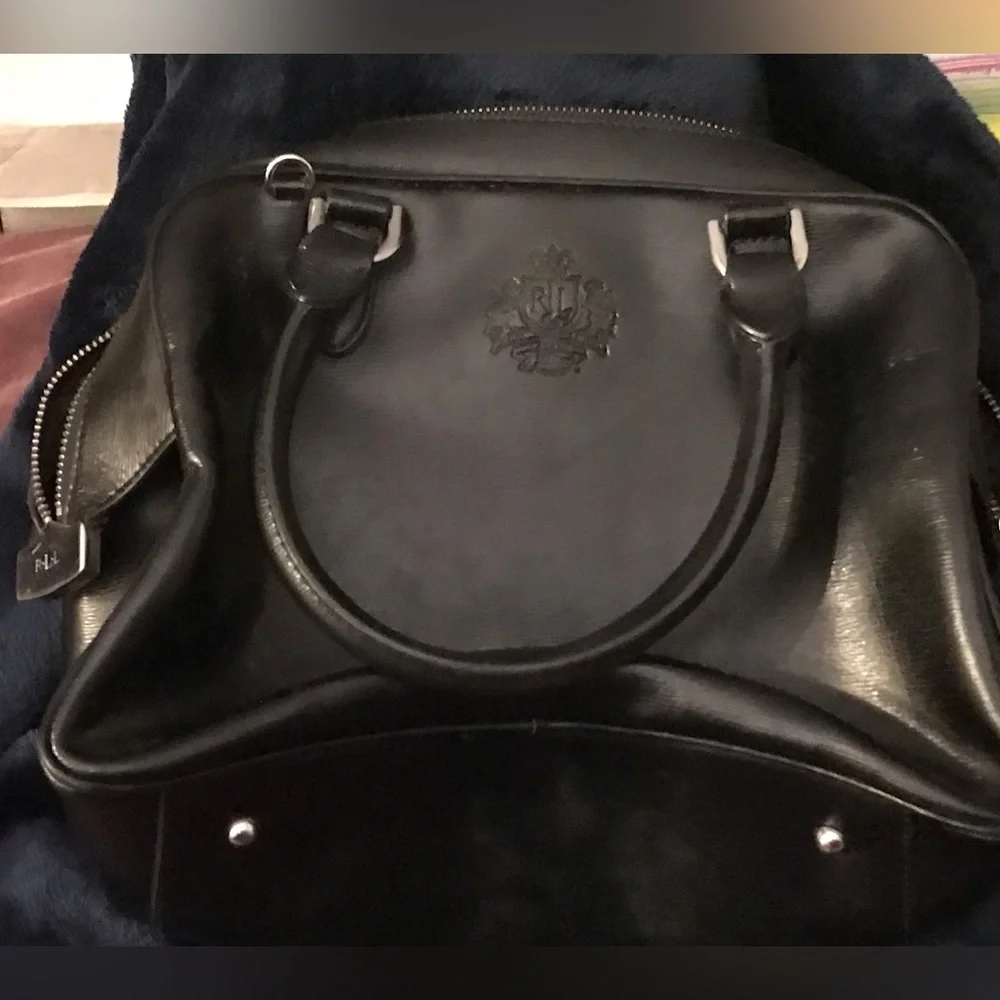 Lauren Ralph Lauren Newbury double zip satchel black. Tote handbag purse