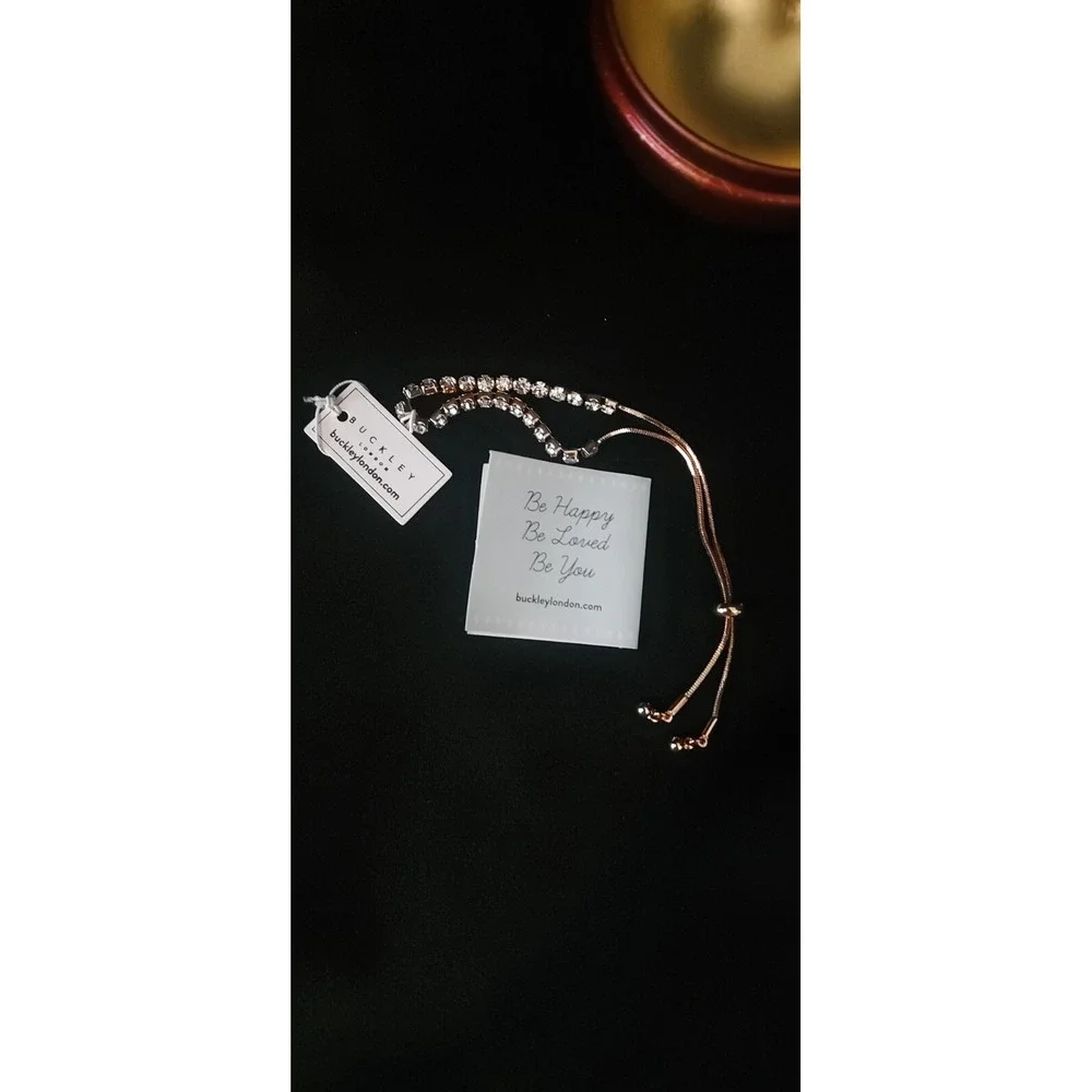 Buckley London Merry Christmas Ornament Rose Gold Tone‎ Bracelet 20 Crystals NWT