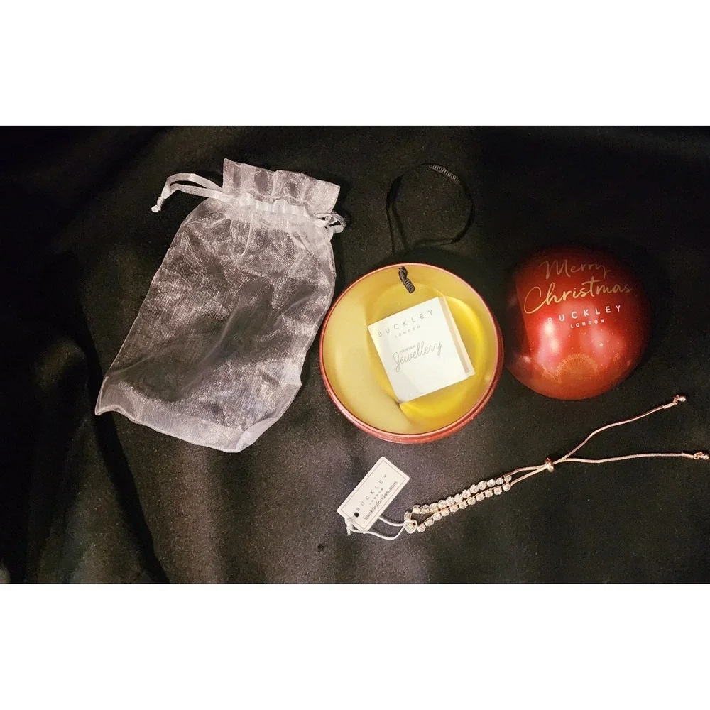 Buckley London Merry Christmas Ornament Rose Gold Tone‎ Bracelet 20 Crystals NWT