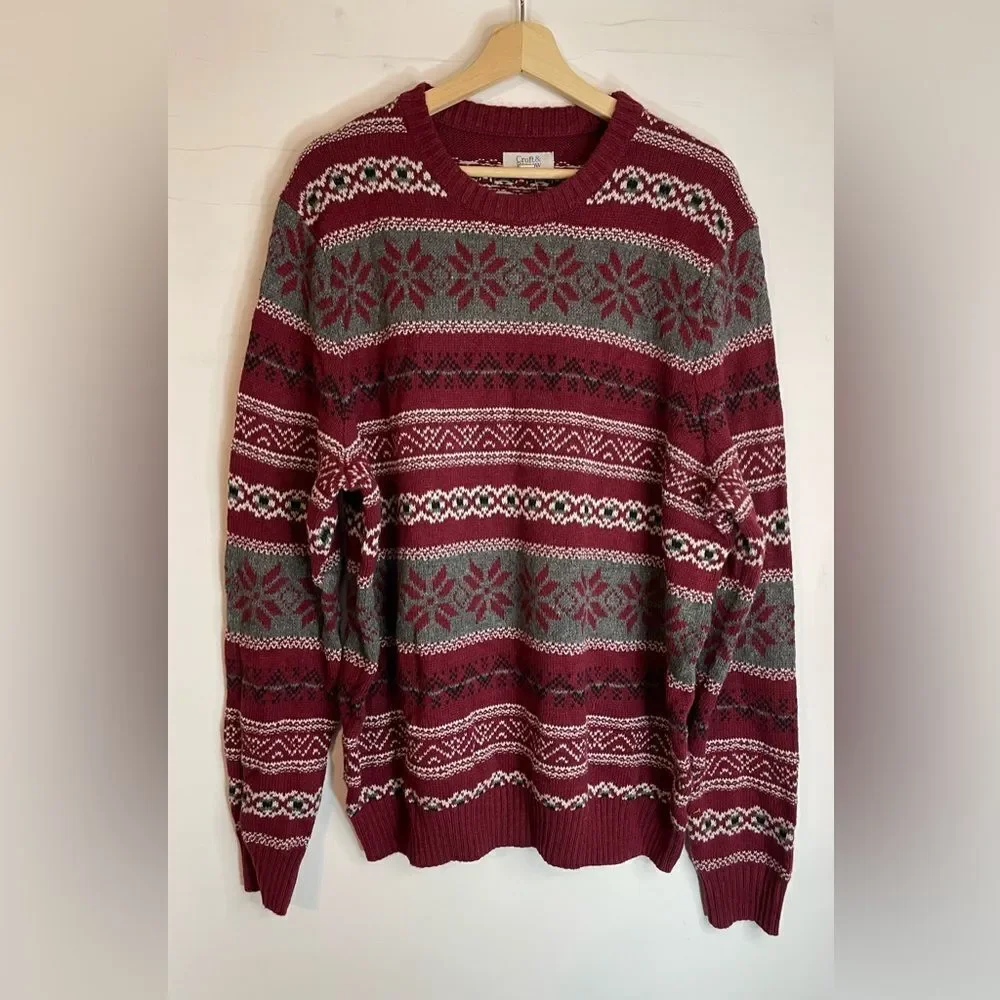 5‎ for $25🔥Croft & Barrow Burgundy Fairisle Knit Sweater XL- New