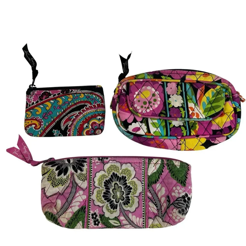 Vera‎ Bradley Va Va Bloom Priscilla Pink Parisian Paisley Accessories Lot of 3