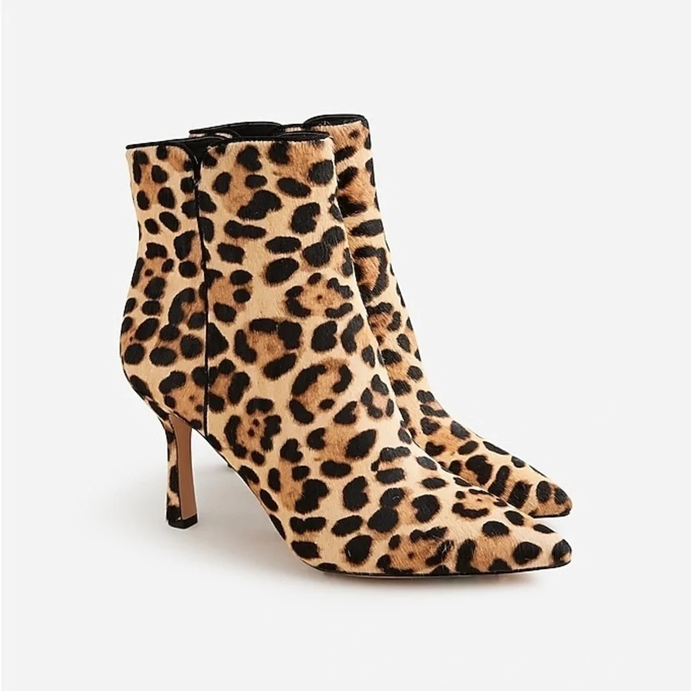 J Crew Pointed-toe ankle boots in leopard calf hair BT914