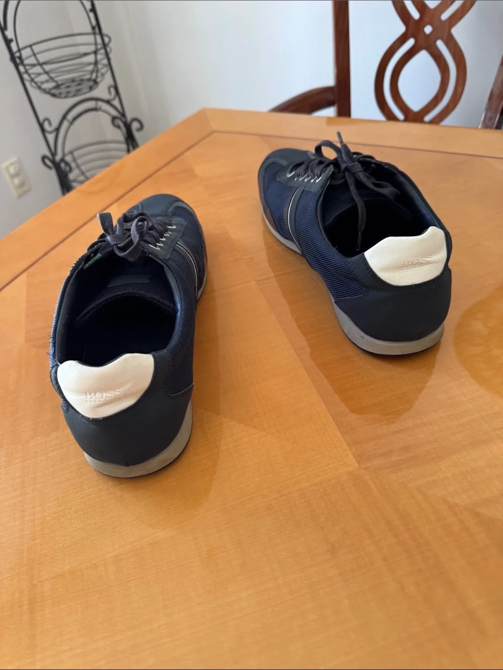 BOSS Men's Navy and White Lace-Up Sneakers size46