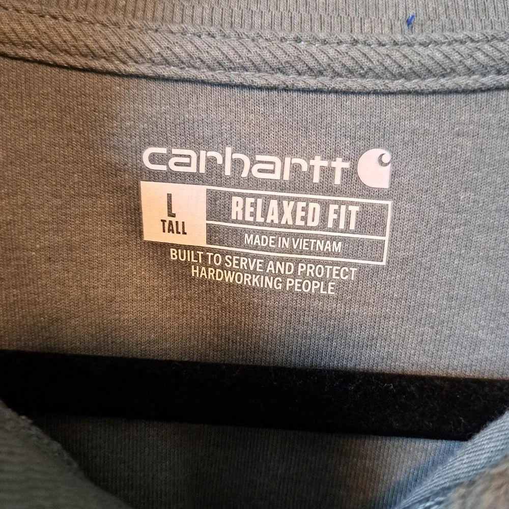 Carhartt Mens Relaxed Fit Quarter Zip Pullover Gray Large Tall Mock Neck L TALL
