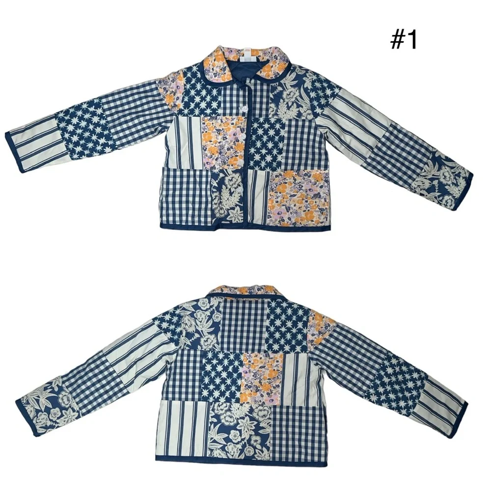 Cat & Jack Blue Patchwork Floral Quilted Jacket