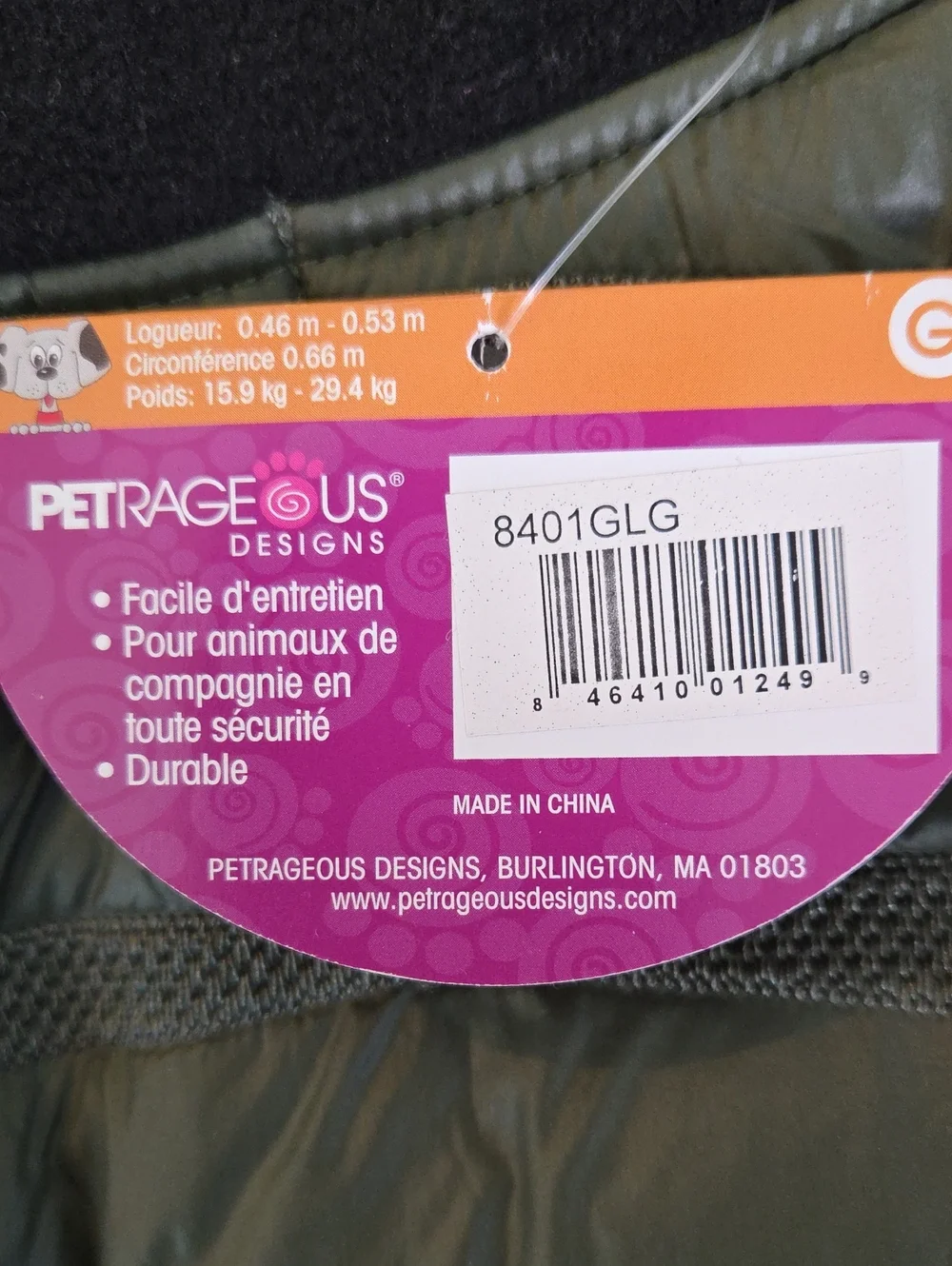 Petrageous Olive Green Quilted Dog Puffer Coat with Pocket Detail