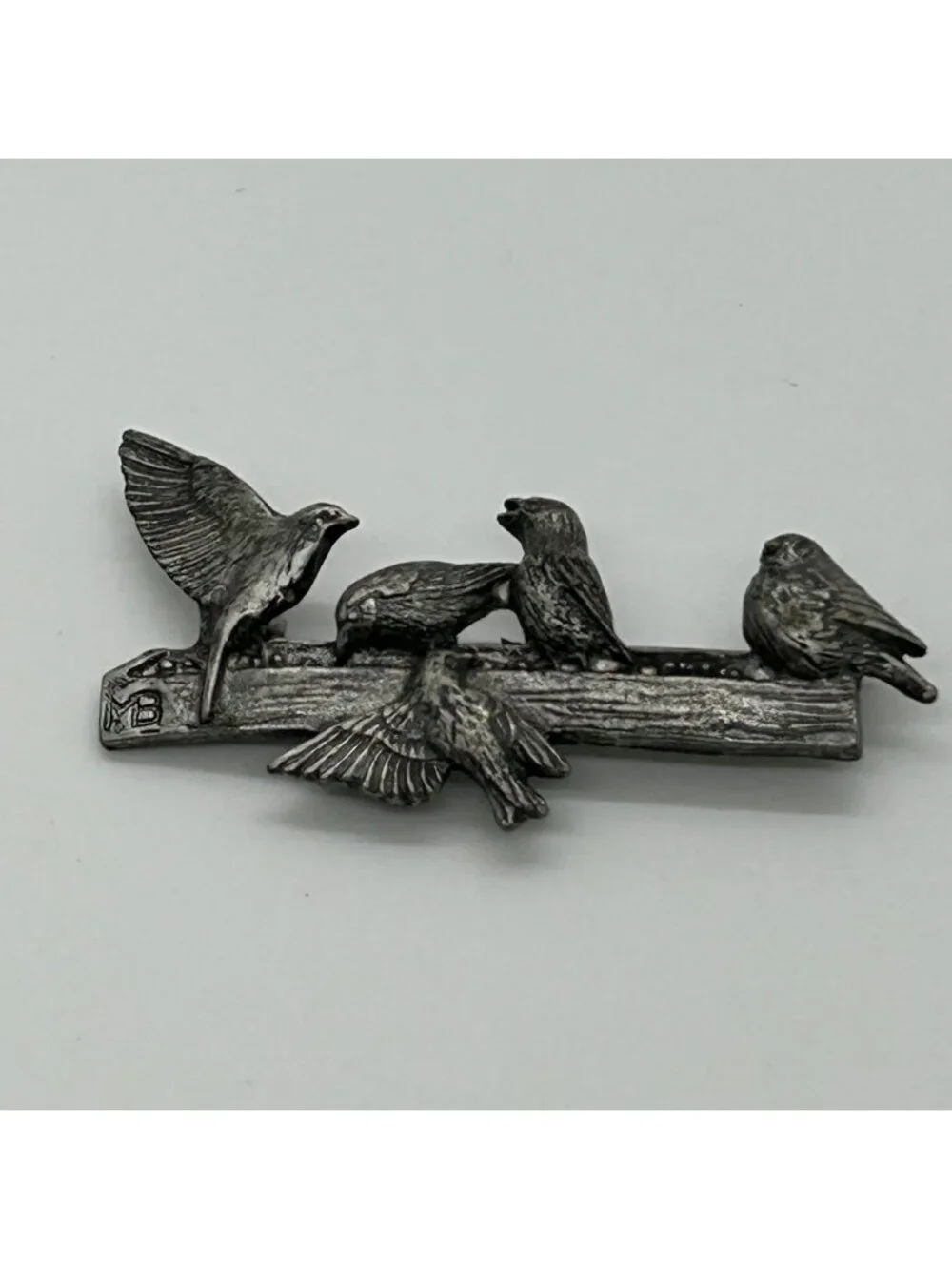Pewter Bird Brooch M Bastian Vintage Pin 1999 Nature-Inspired Design