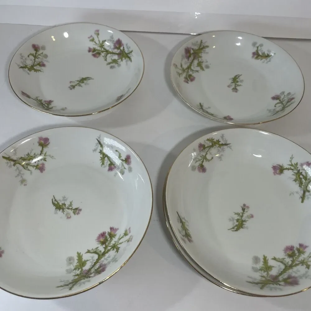 Set Of 6 Limoges Pink Thistle 7 1/2” Salad Plates
