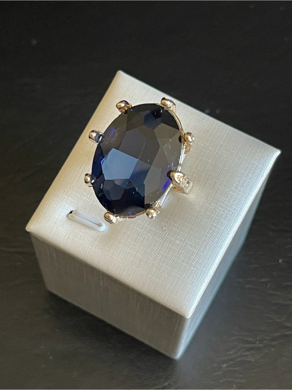 Deep Blue Oval Statement Ring.