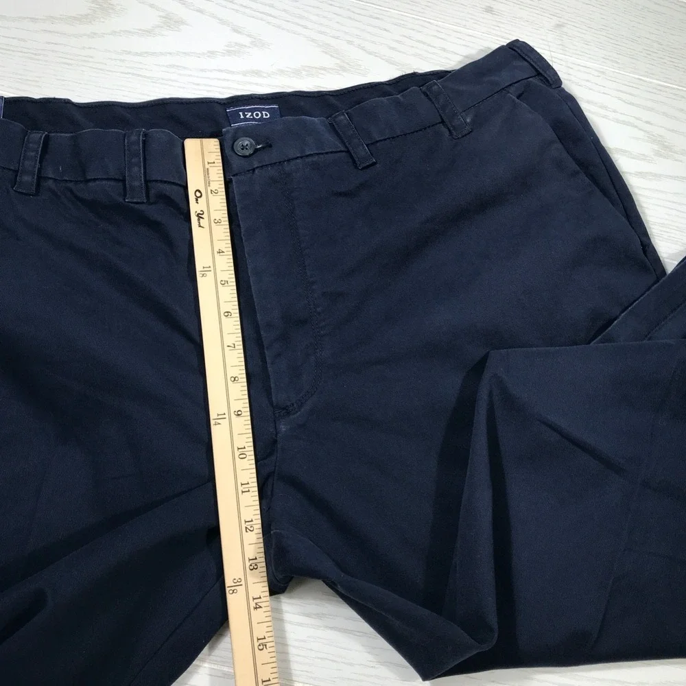 Izod SportFlex Chino Pants 44x30 Blue Flat Front Big & Tall Stretch Preppy New