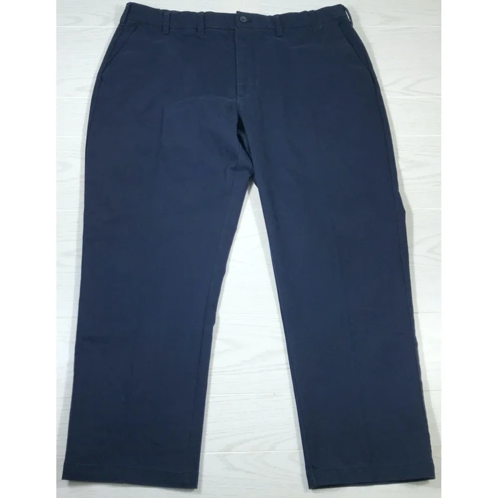 Izod SportFlex Chino Pants 44x30 Blue Flat Front Big & Tall Stretch Preppy New