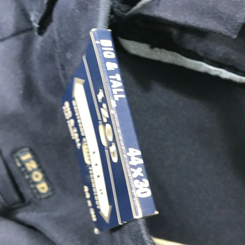 Izod SportFlex Chino Pants 44x30 Blue Flat Front Big & Tall Stretch Preppy New