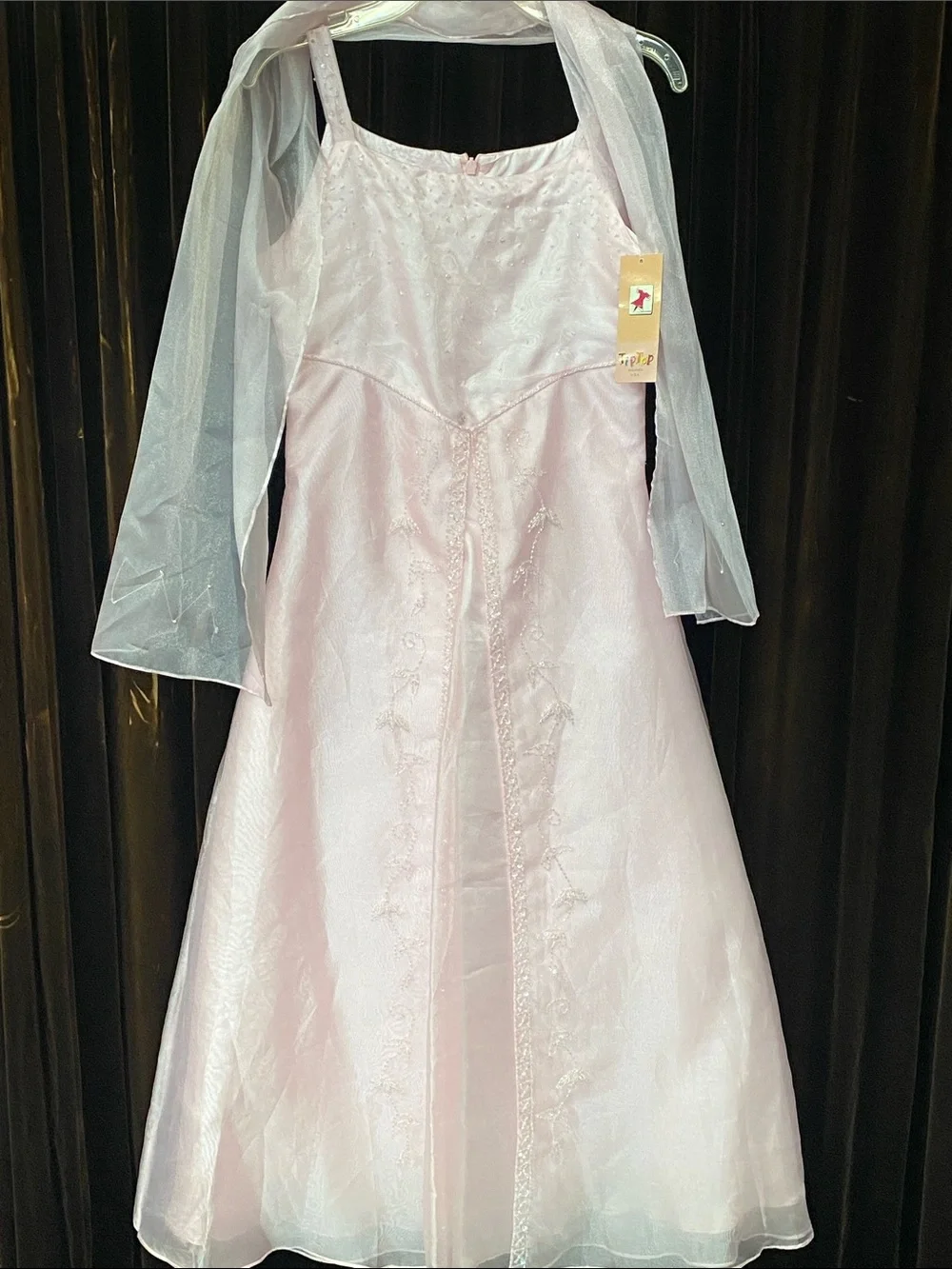Girl’s Pink Formal Dress with Sheer Shawl