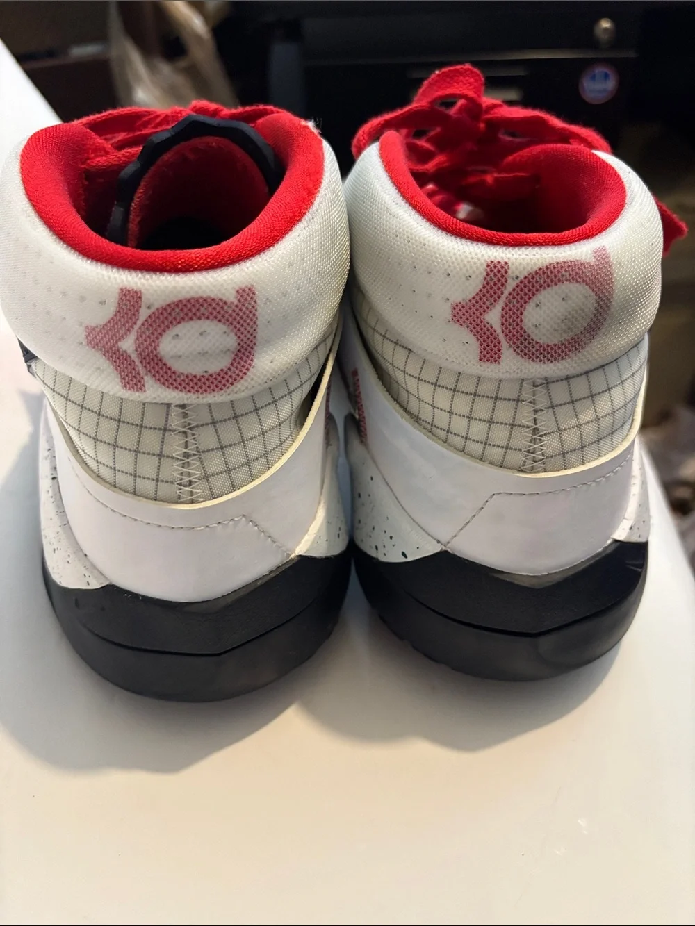 Men’s  High-Top Athletic Sneakers in White and Red
