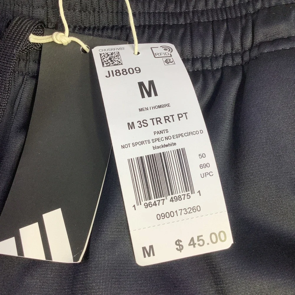 Adidas M 3S TR RT‎ PT Men's Black White Track Pants Joggers Medium NWT