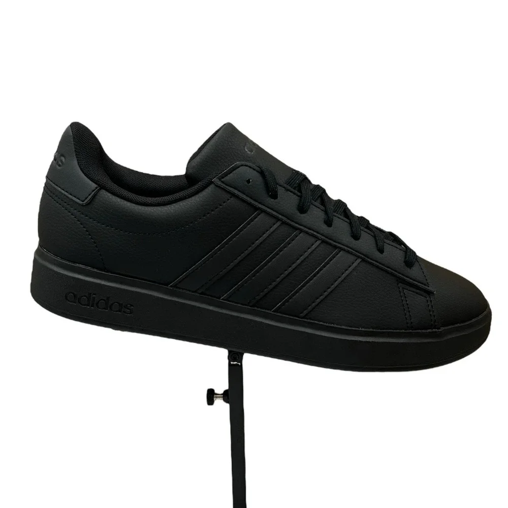 Adidas Men's Grand Court 2.0 Low Top Casual‎ Sneakers Size 8.5 Solid Black Shoes