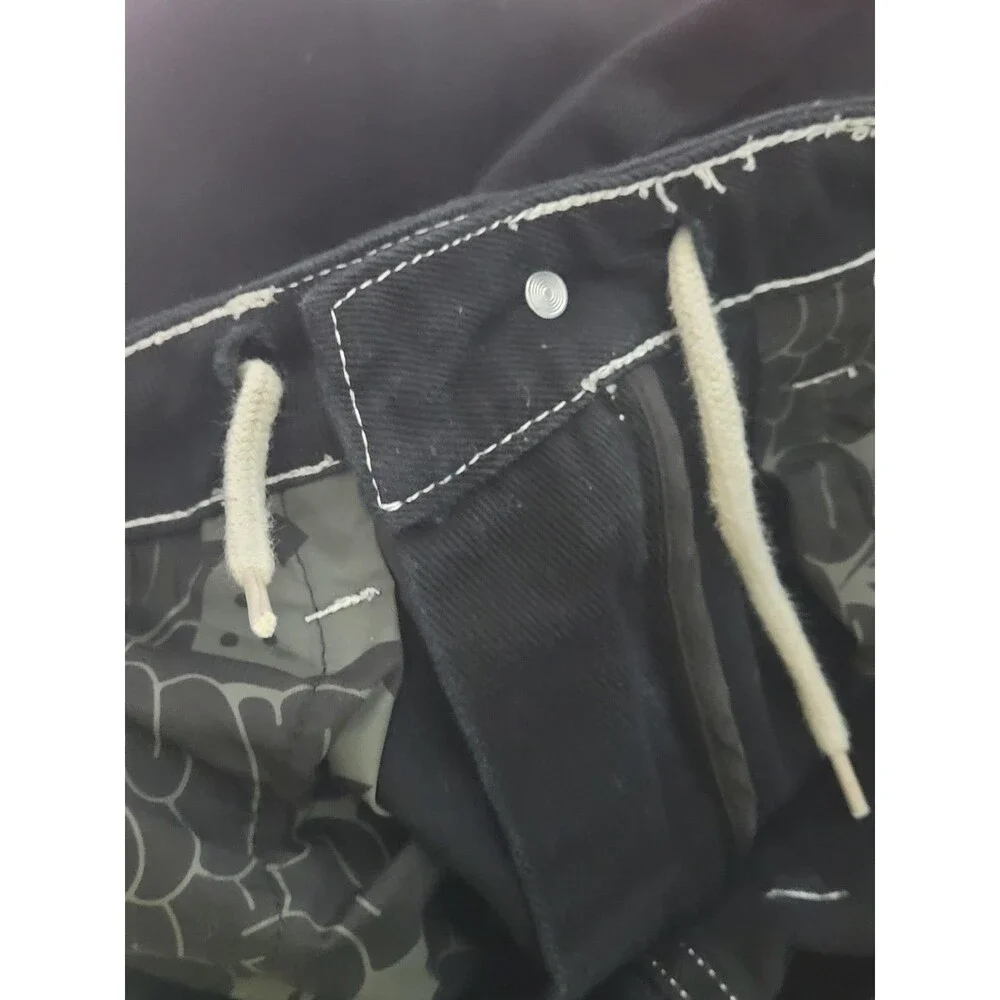 Empyre size 30 denim jeans black zip pockets tapered baggy