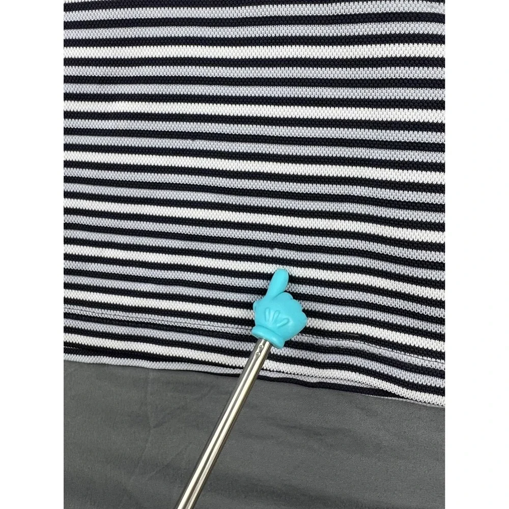 Nike Dri-FIT Polo Shirt Mens Large L Blue White Stripe Golf Fair Snags Frayed