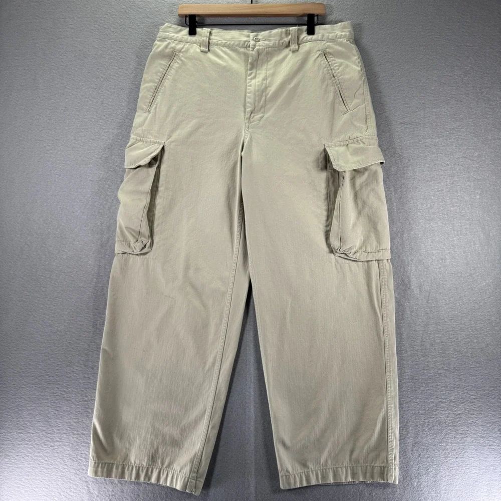 Vintage Gap Cargo Pants Men 36x30 Beige Straight Wide Leg Heavyweight Trendy 90s