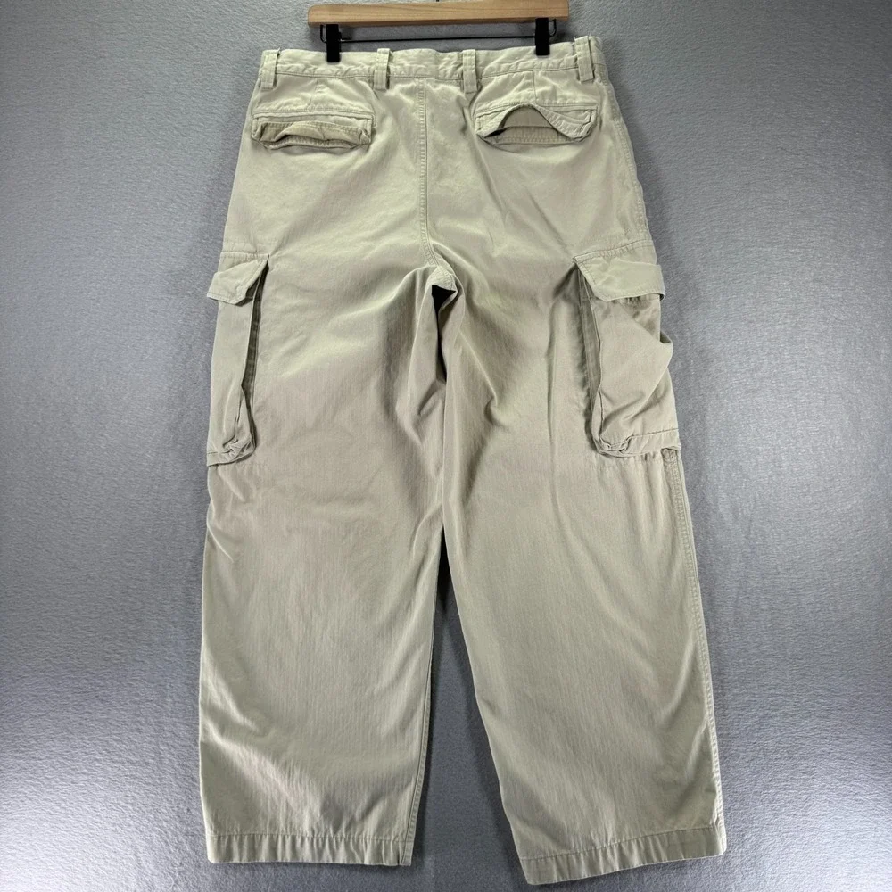 Vintage Gap Cargo Pants Men 36x30 Beige Straight Wide Leg Heavyweight Trendy 90s